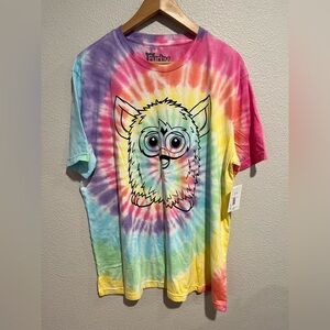 Furby Tie Dye Furby Graphic Crew Neck T Shirt Cotton Poly Size XL
